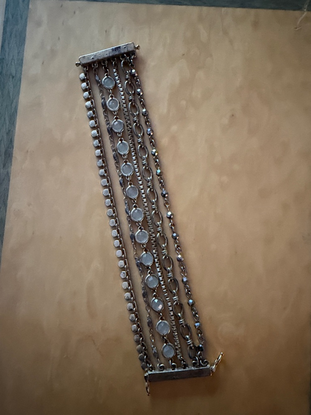 Lucky Brand Silver-Tone Multistrand Crystal Bracelet